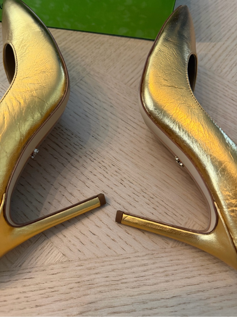 Sam Edelman Metallic Gold Pointed Toe Pumps - Picture 3 of 4